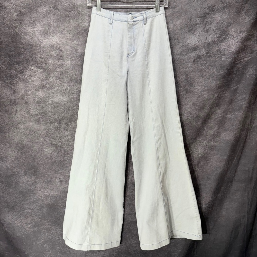 Flying Tomato Jeans Womens S Super Wide Leg Light Wash Denim High Waist Sailor